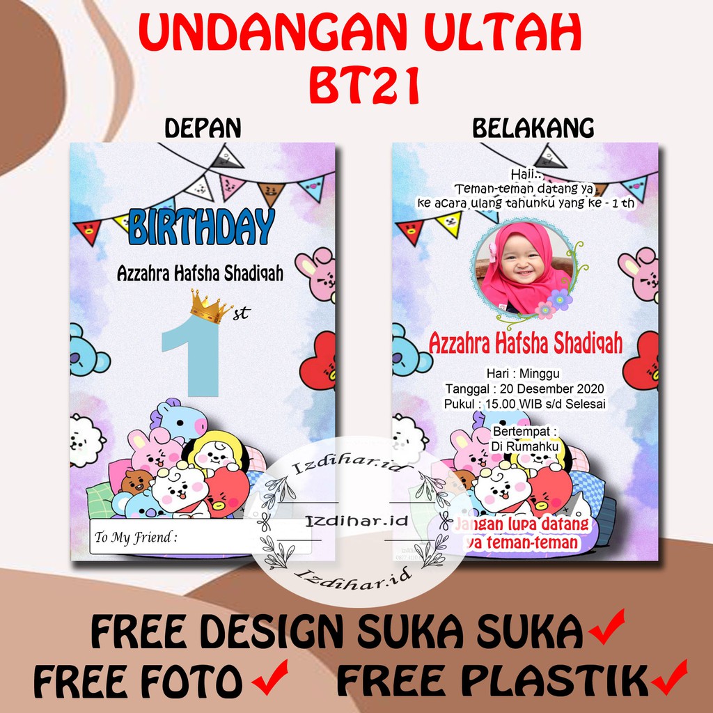 (UNDANGAN ULTAH) / Undangan ulang tahun / undangan ultah / undangan cetak / cetak undangan