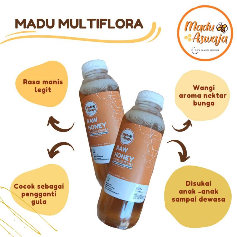 

MADU ASWAJA Madu Asli Murni Raw Honey Nektar Multiflora 650gram