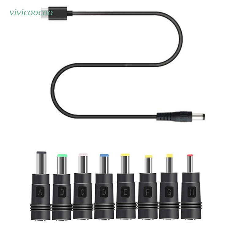 Vivi Kabel Power Supply USB C PD 8in1 65W Ke 12V 3.5 / 4.0 / 4.8 / 5.5mm Untuk Lampu Strip LED