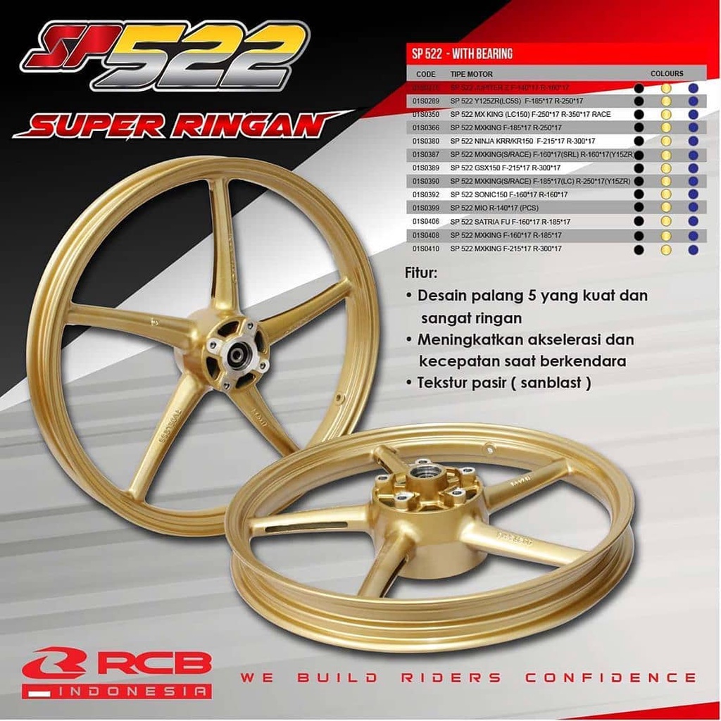 Velg RCB SP522 MX KING MXKING JUPITER Z Vega Fizr Velg rcb palang 5 sp522 Jupiter Z Jup mx135 Jup Z1