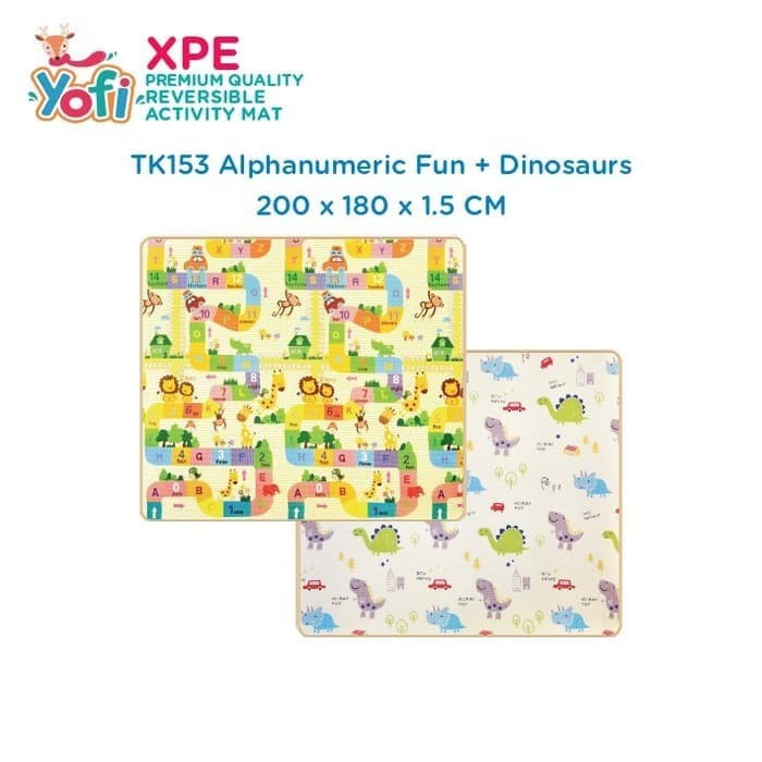 YOFI PLAYMAT ALPHANUMERIC FUN + DINOSAURS 200X180X1,5CM TK 153