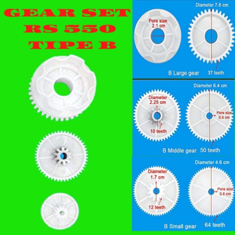 FULL SET GEAR RS 550 Type B Gear Pliko/Gear/Gearbox/Mobil Motor aki mainan
