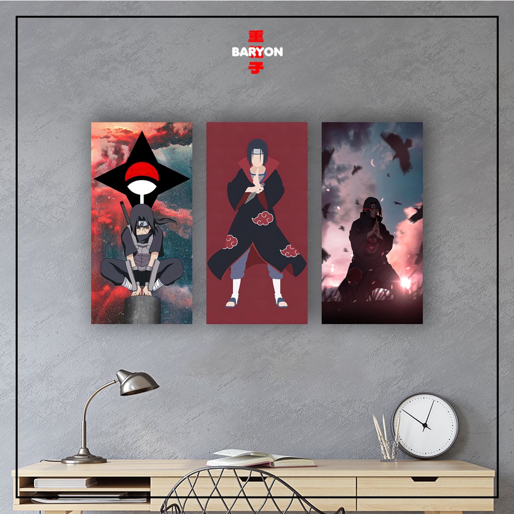 BARYON Wall Decor ITACHI UCHIHA NARUTO Pajangan Poster Kayu Hiasan Dinding Kamar Tidur Wallpaper Ani