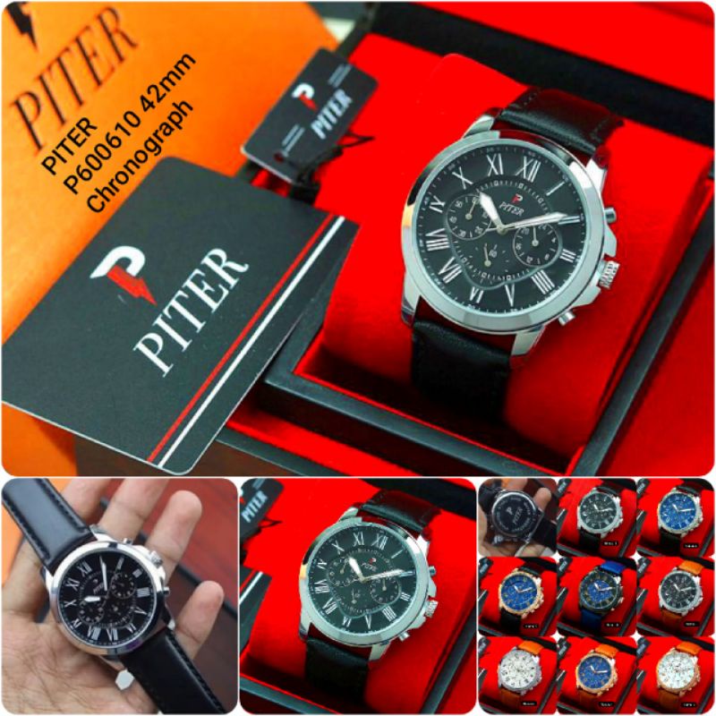 Jam Tangan Pria PITER P600610 Japan Miyota Chronograph Original Garansi 1 Tahun