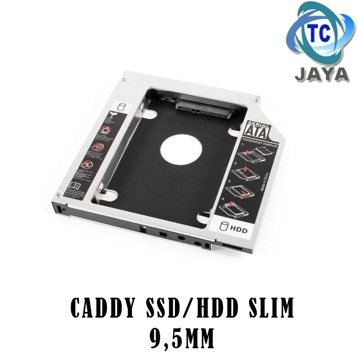 SSD HDD Caddy Slim 9.5mm SATA DVD Slot Hardisk - BESI