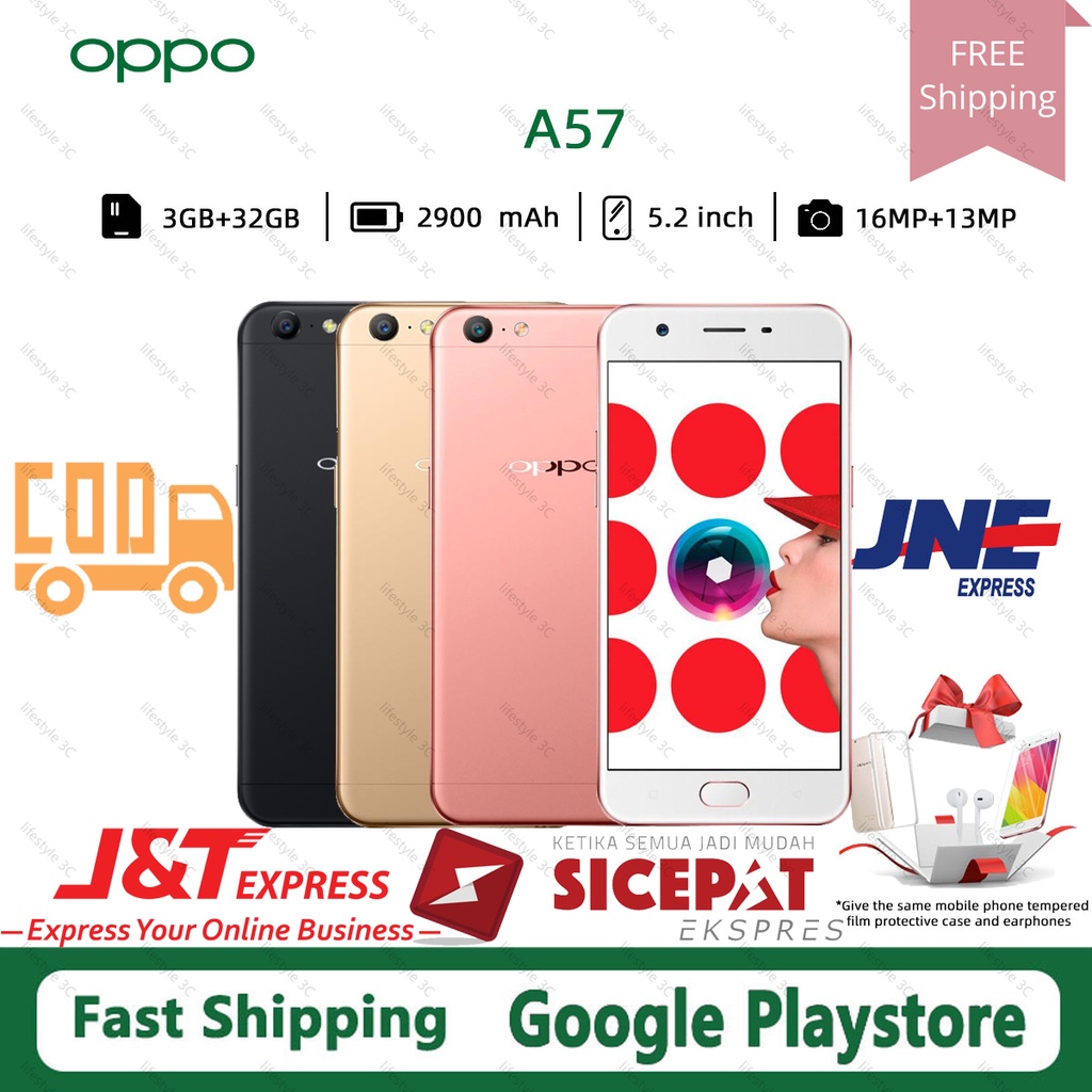 HP OPPO A57 Ram 4/64GB 5.2Inches Indonesia Smartphone Garansi 1 Tahun