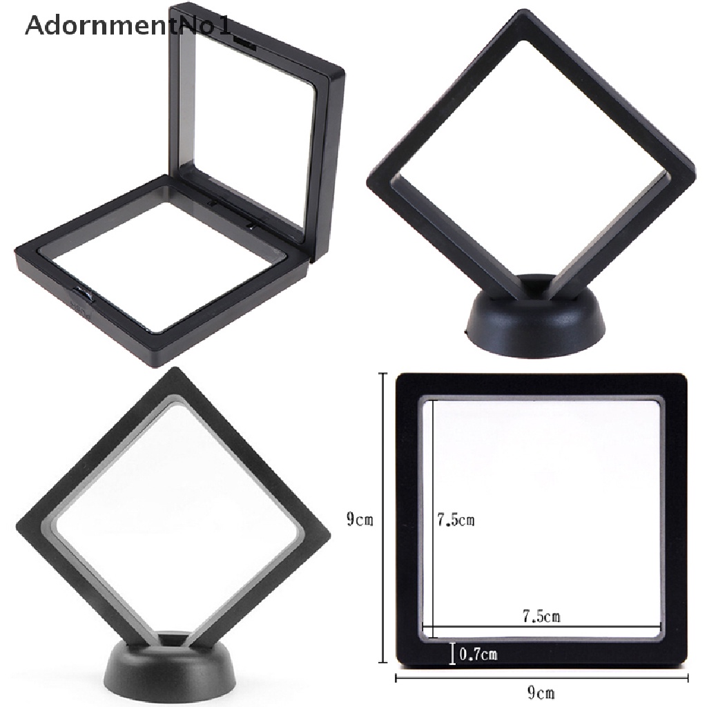 (AdornmentNo1) Frame display Perhiasan / Koin 3D Ukuran 90x90mm Warna Hitam