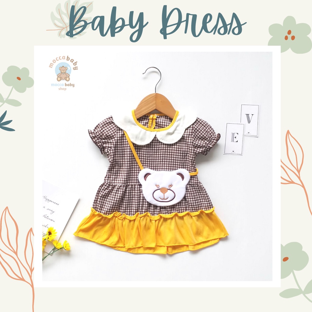 MBSS - QIU2 OH MY BEAR Dress Bayi Motif Animal Lucu (0-9 bulan) Baju Bayi Perempuan