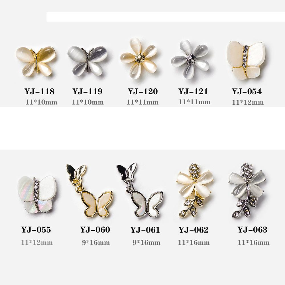 AUGUSTINA Agustina Dekorasi Nail Art DIY 5Pcs Mata Kucing Batu Berlian Imitasi Zirkon Kupu-Kupu