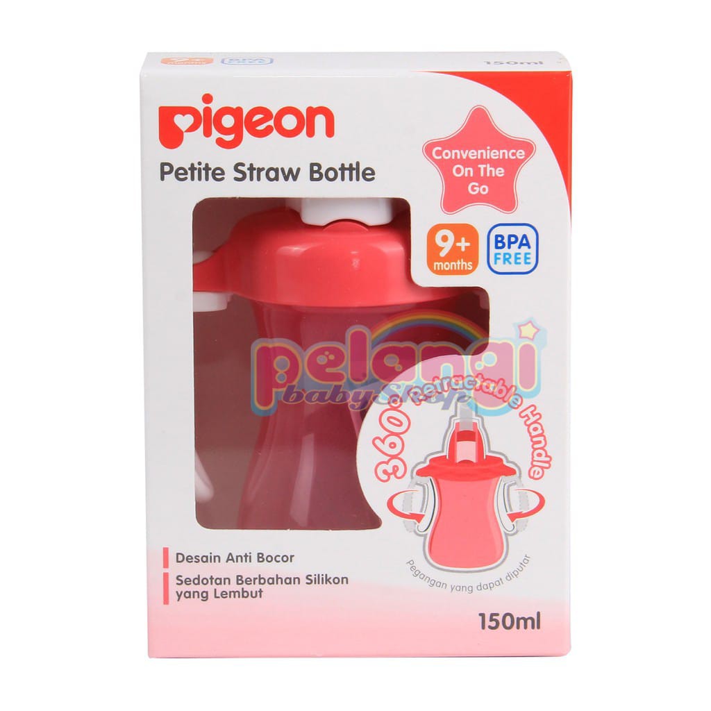 PIGEON Petite Straw Bottle - Pink | Botol Minum Bayi