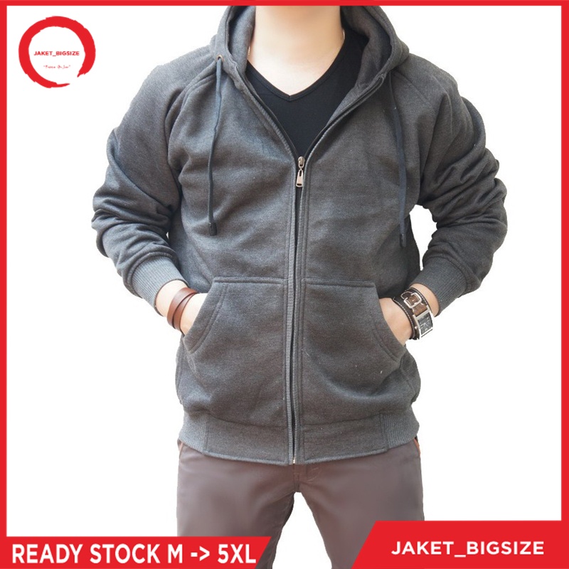 Hoodie Zipper Jumbo Pria dan Wanita size S, M, L, XL, XXL, 3XL, 4XL, 5XL