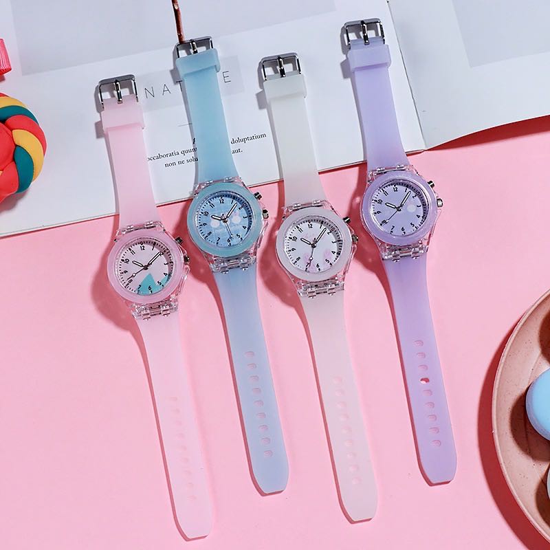 Jam Tangan Wanita Analog Quartz Jelly LED Korean Fashion / Jam Tangan Jelly LED Import