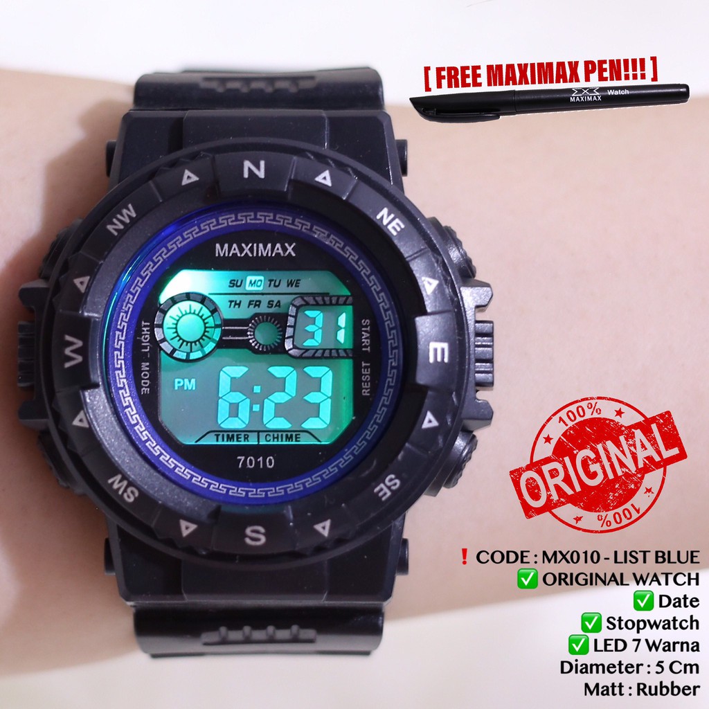 Jam tangan pria wanita MAXIMAX ORIGINAL WATCH Tahan air DIGITAL LED Sporty free pulpen MX010