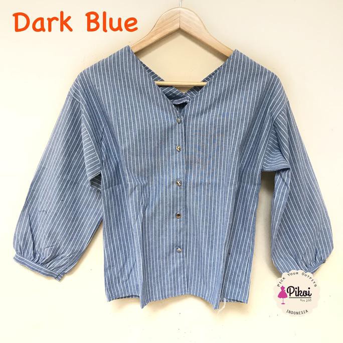 YUK BELI KEMEJA BOYFIE GARIS / KEMEJA WANITA MURAH / KEMEJA V NECK / SALUR