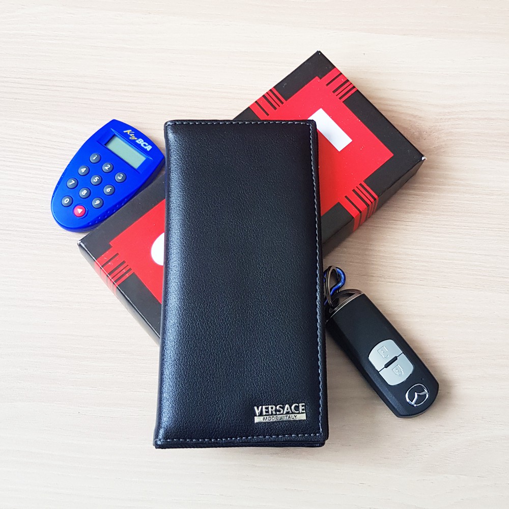 SHOPEE 6.6 SUPER SALE!! Vercase Dompet Panjang Fashion Ver-001 Kulit PU Original Import - Black+ Box