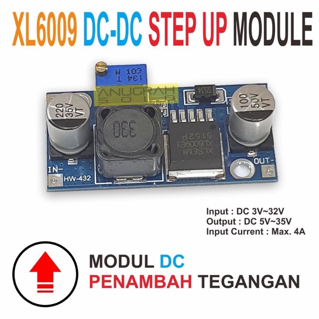 XL6009 DC Adjustable Boost Step-Up Converter Power Supply 4A