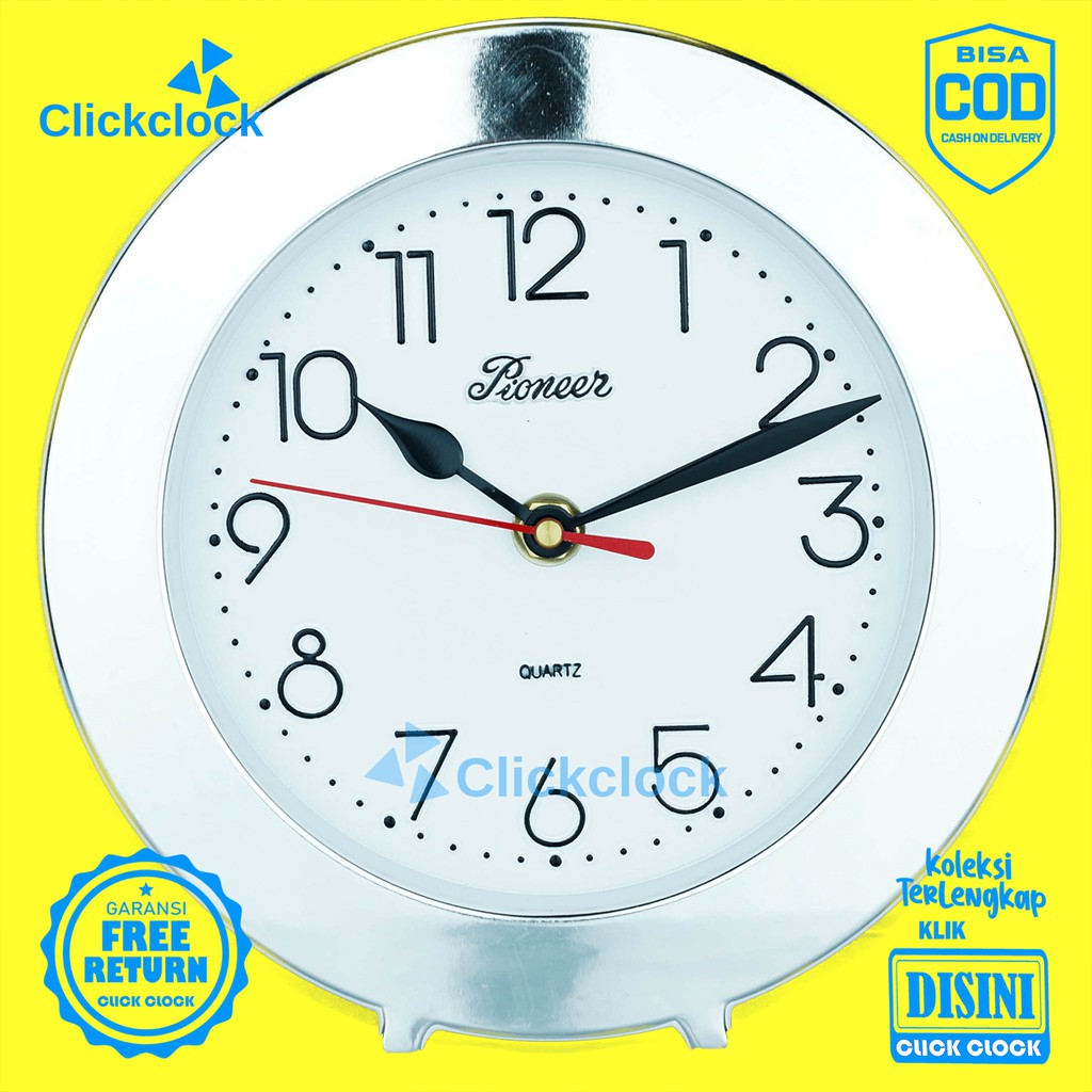 Jam Dinding Quartz Minimalis Gold Silver Putih Pioneer HS 2051 Besar Hiasan Dinding Murah