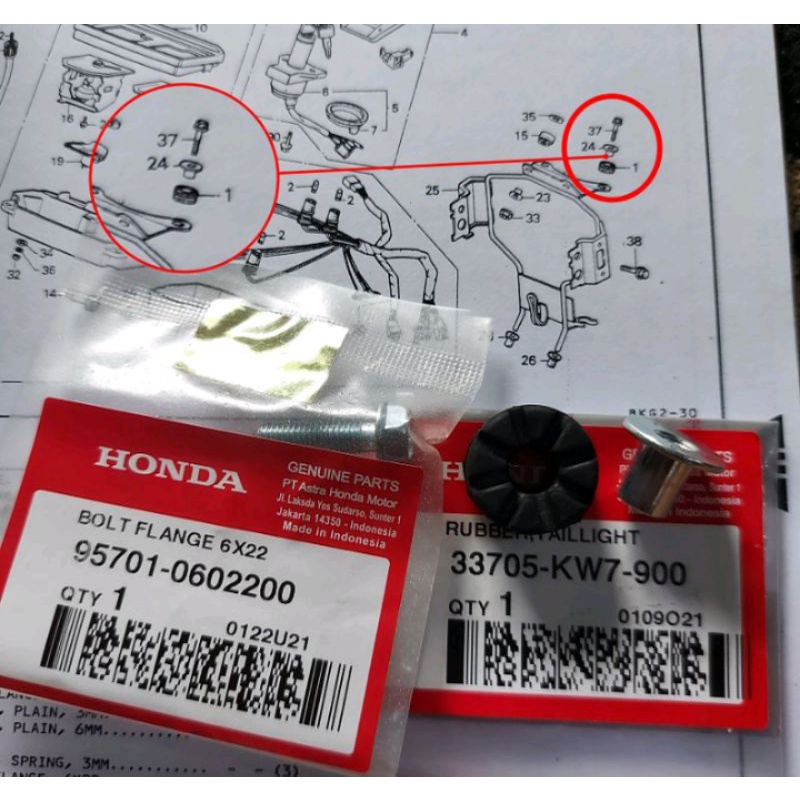 Baut set karet bos bosh braket lampu depan bagian atas honda GL pro gl max