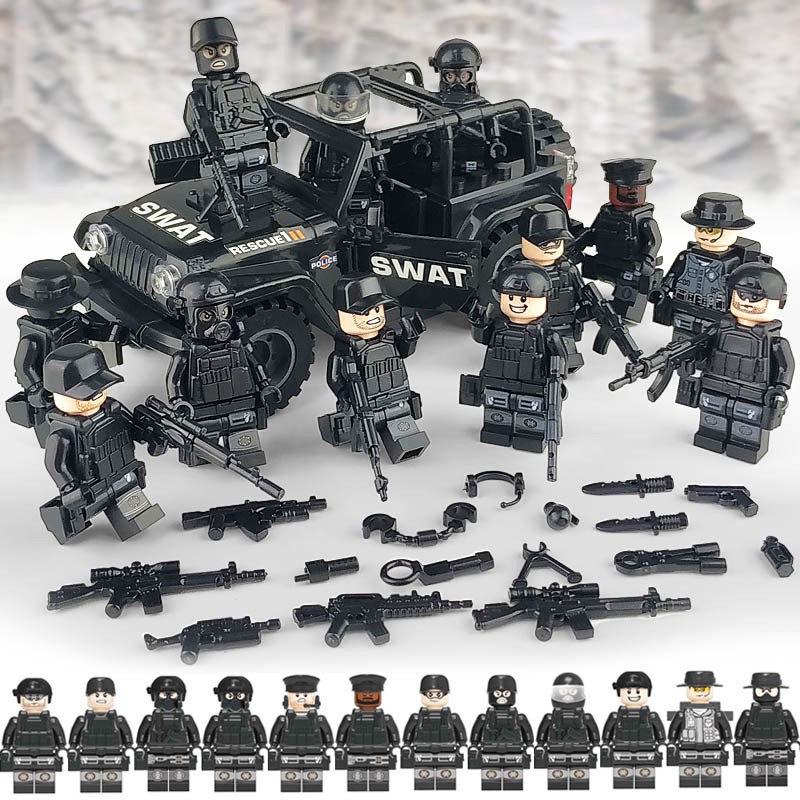 Lego Set of 12 Soldier With Jeep Army Military tentara 