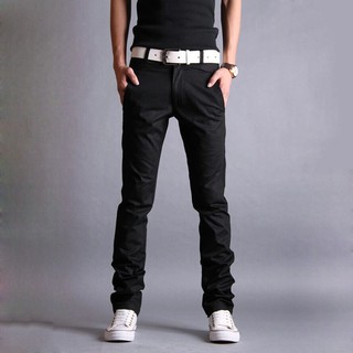  Fashion  Pria Celana  Kerja Panjang Slim Warna Polos Casual 