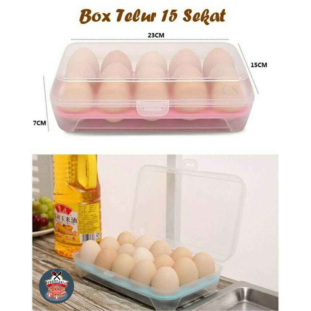 BOX TELUR 15 LUBANG / TEMPAT SIMPAN TELUR UKURAN 25 x 15 x 7 cm
