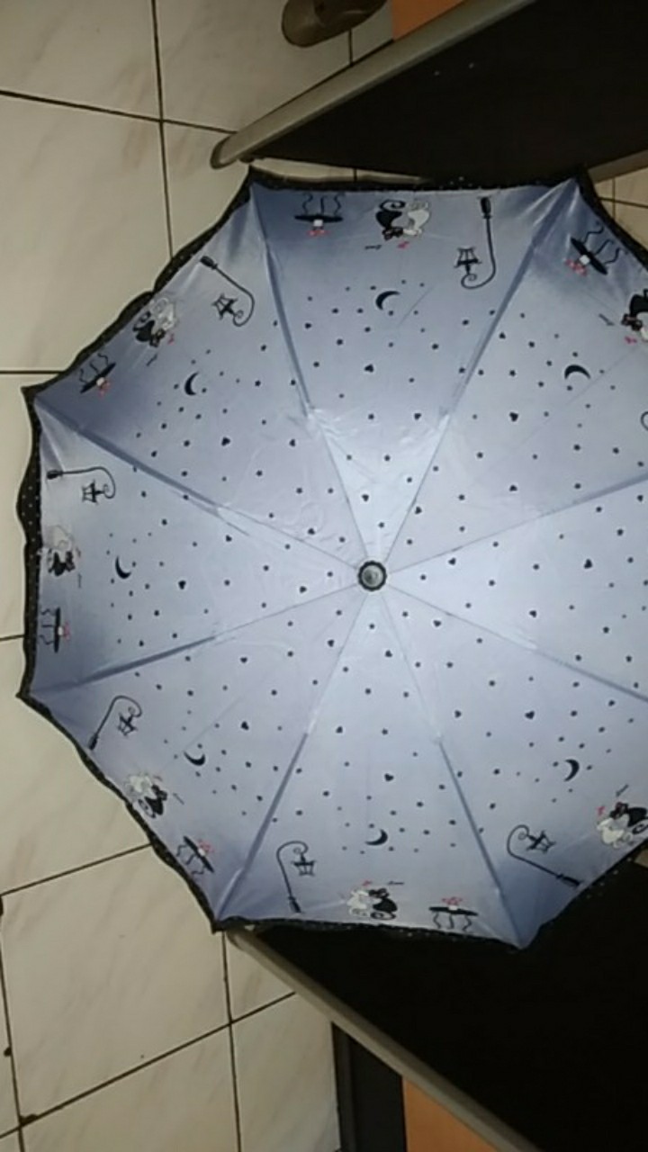 Payung Lipat 4 Fancy Karakter Kucing Couple / Couple Cat Anti Uv Merk Osaka - Bw-004