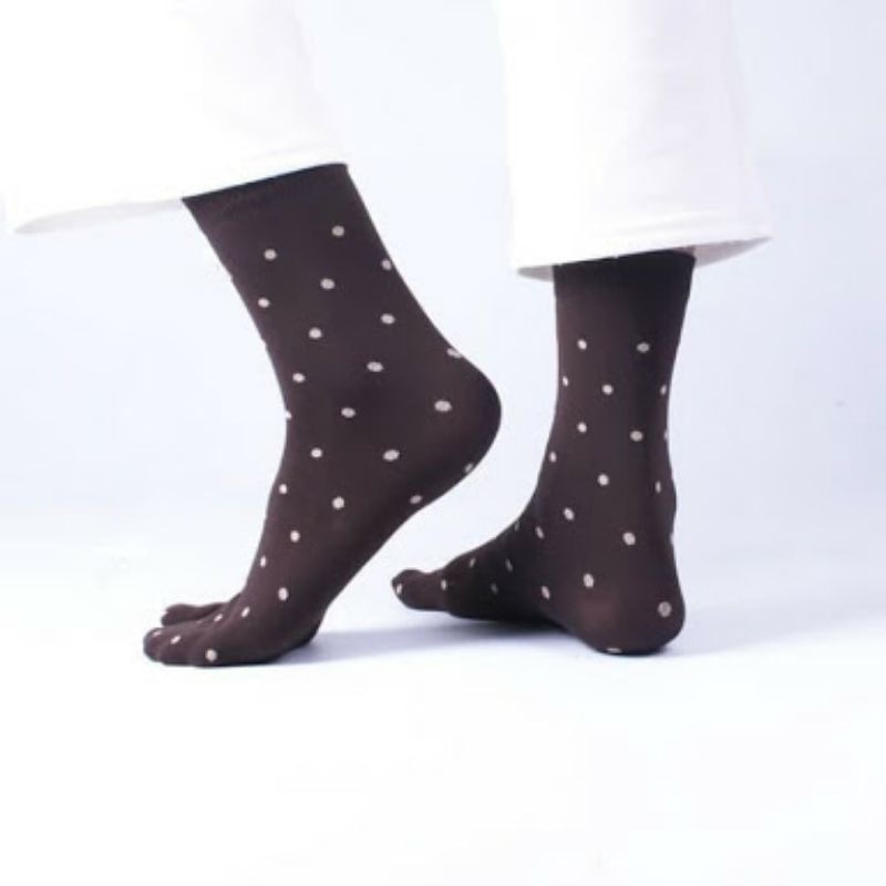 Kaos Kaki SOKA Essentials Polkadot - Kaos kaki Jempol Pendek Size M Motif-M-Coffee|CokelatTua