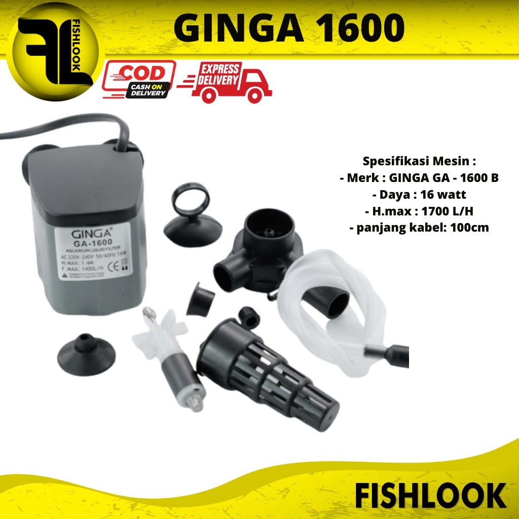 GA 1600 GINGA POMPA CELUP AQUARIUM 14 WATT LOW WATT