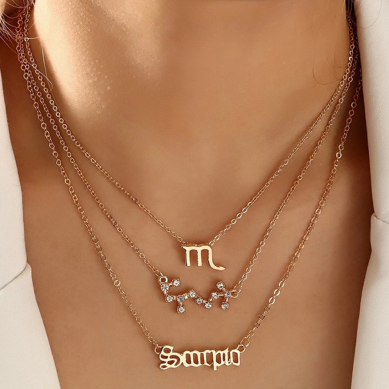 3pcs / Set Kalung Liontin 12 Rasi Bintang Zodiak Bahan Cardboard Untuk Wanita