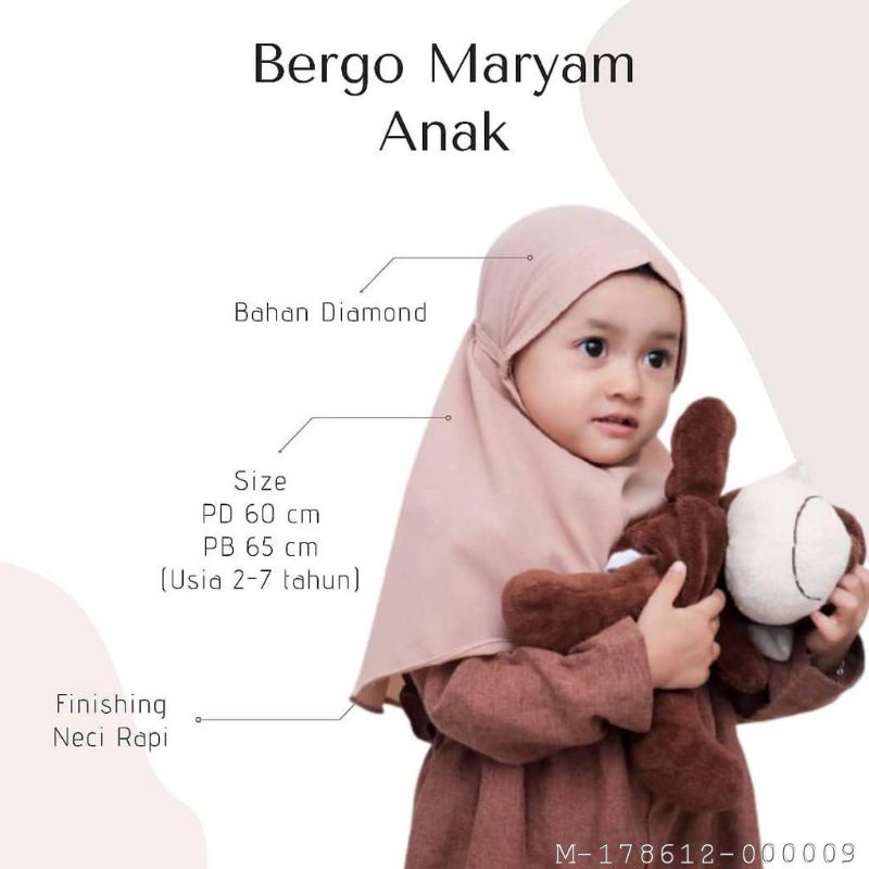 HIJAB BERGO ANAK JERSEY VMAY-024Variasi：HITAM, ABU, NAVY, MAROON, DUSTY PINK, SALEM, MUSTARD, WARDAH