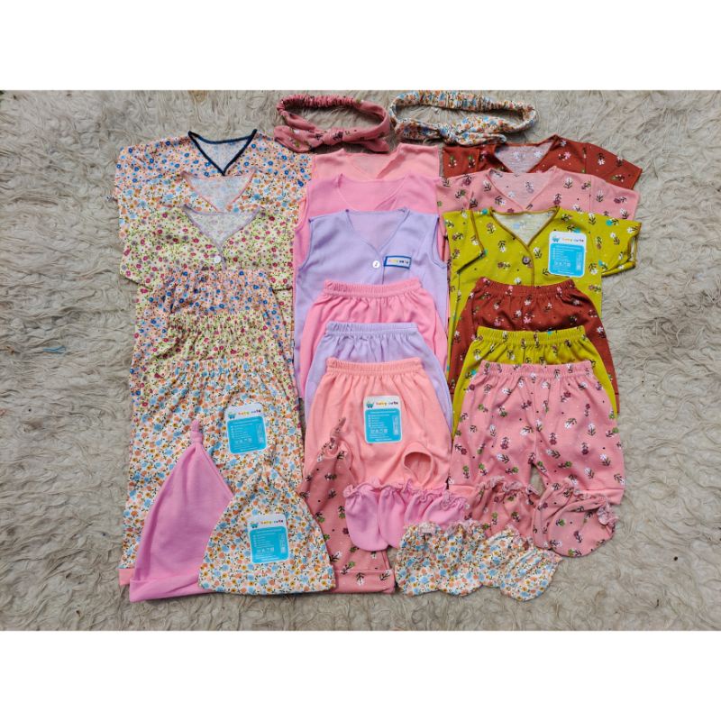 37pcs Komplit Perlengkapan Baju dan celana topi bandana sarung tangan popok bedong Bayi Baru Lahir, 3-6 dan 6-12 bulan Combo Printing Korean Look Girls SNI Promo 9.9