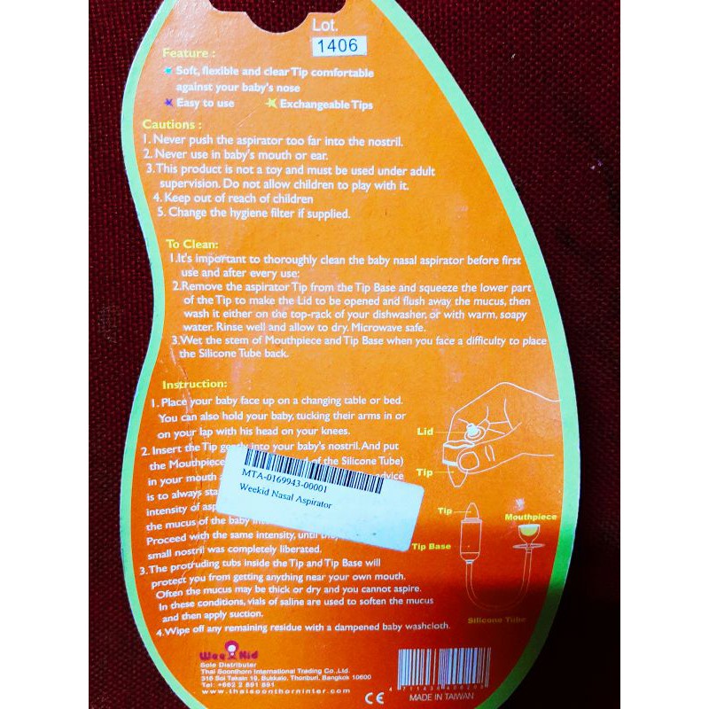 Weekid Nasal Aspirator/nose cleaner/alat sedot ingus hidung bayi/anak