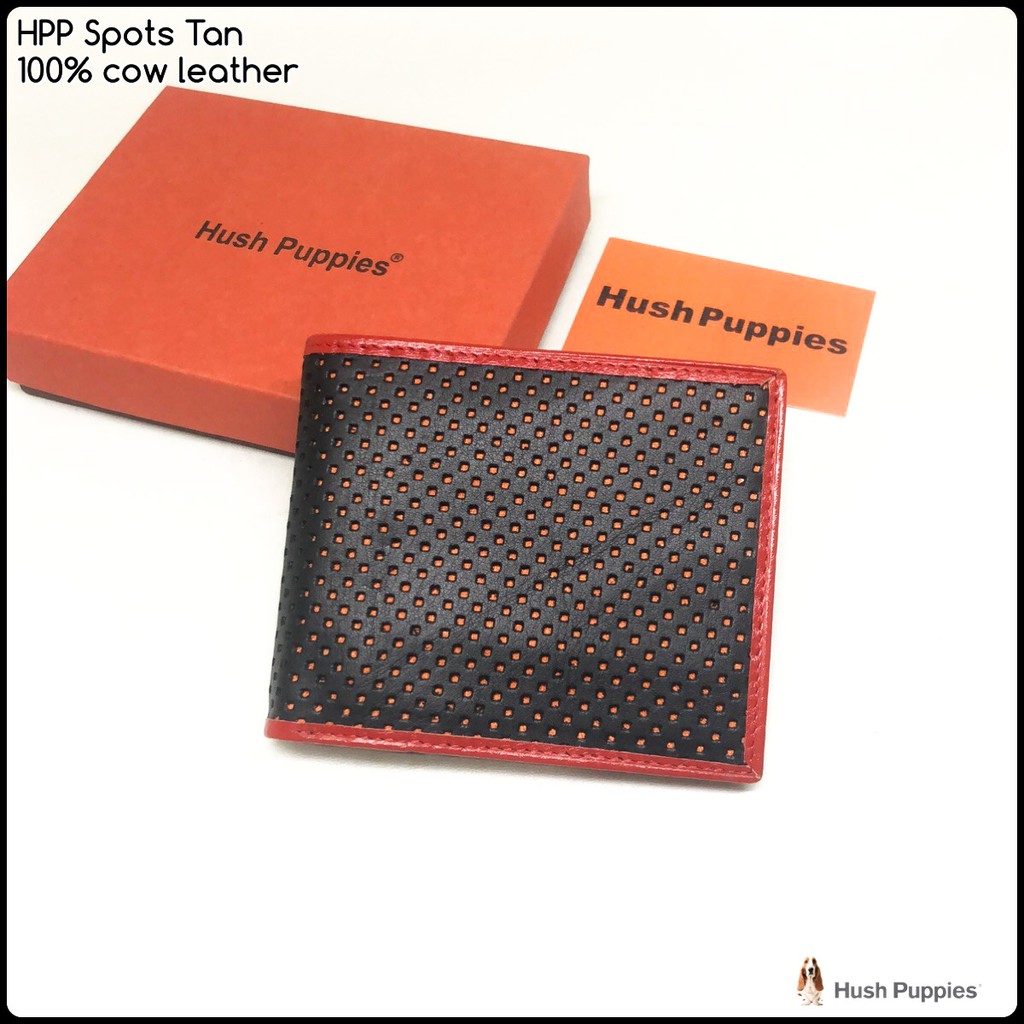 dompet kulit hushpuppies spots tan premium bahan kulit sapi