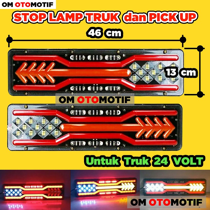 Lampu Variasi Stop Lamp LED Stoplamp Rem Belakang Truk Sein Running Truck KIPAS 46CM 12/24V Volt Fus