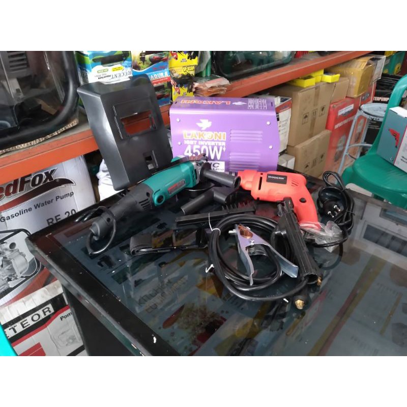 Paket Mesin Las + Bor 2100c + Gerinda Sim 100