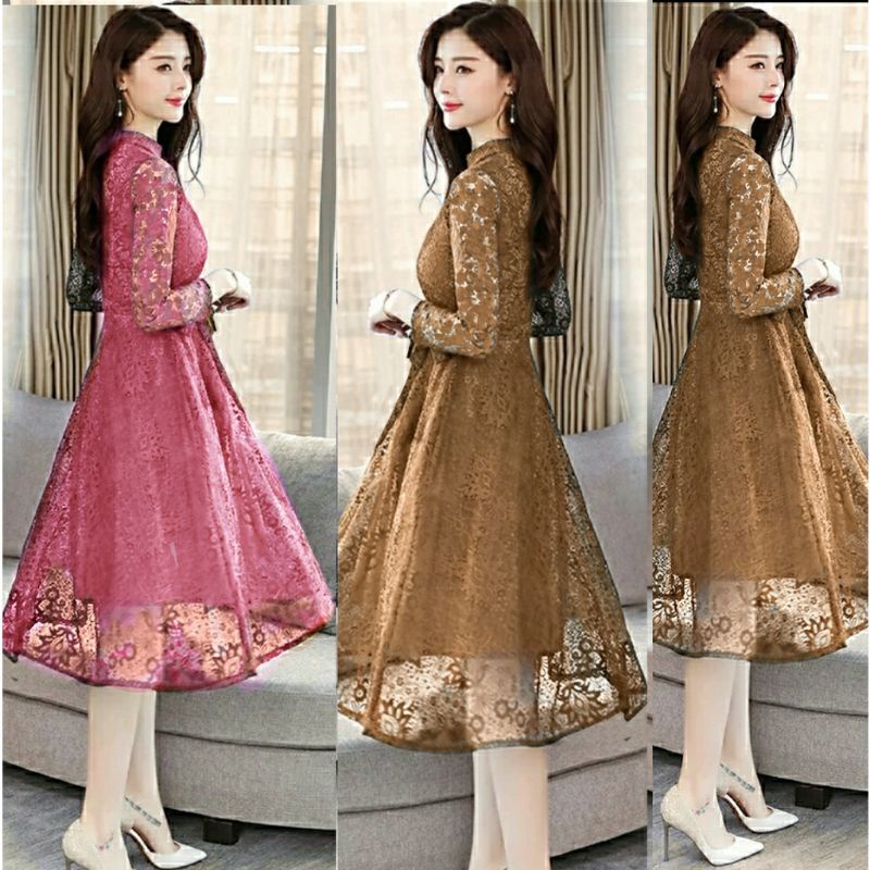 dress wanita remaja ABG/gaun pesta ultah/baju kantor/dress kerja/dress brukat keren/baju kondangan