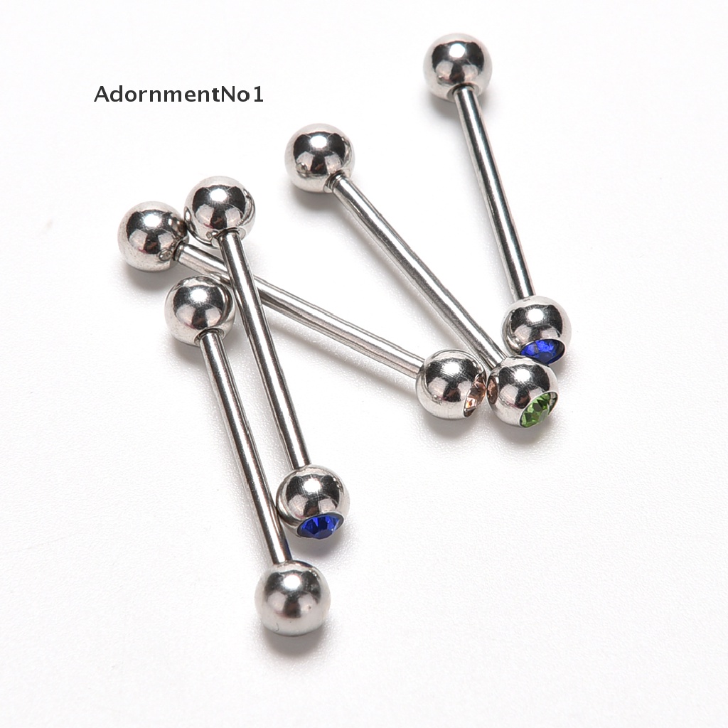 (AdornmentNo1) 5pcs / Lot Anting Tindik Lidah Bentuk Barbel Bahan Stainless Steel