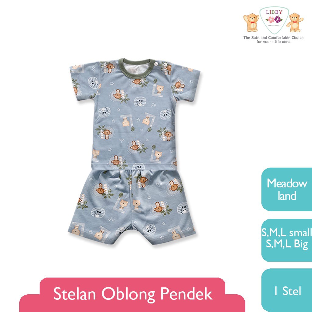 LIBBY Stelan Oblong Pendek-Celana Pendek Motif Meadow Land (1 stel)