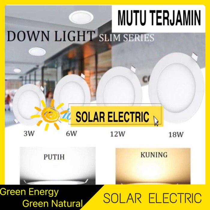 Lampu downlight led panel 6w 12w 15w 18w tipis inbow 15w warm bulat