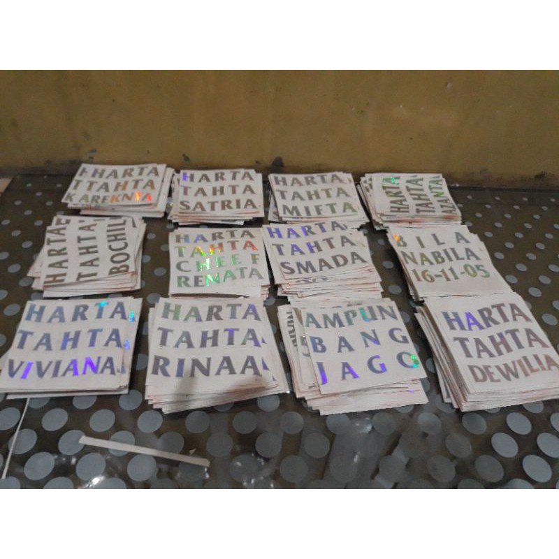 

sticker harta tahta nama anda (custom nama) hologram