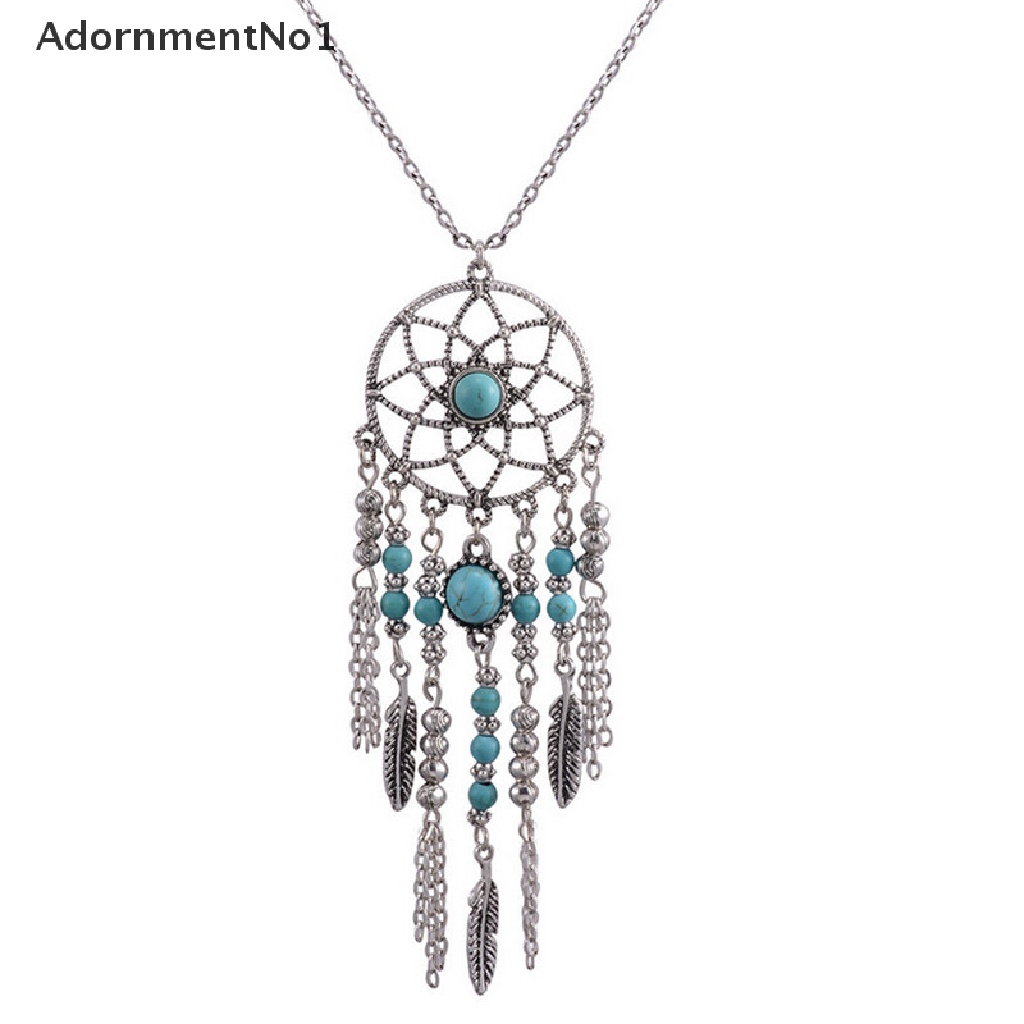 (AdornmentNo1) Kalung Rantai Panjang Liontin Dream Catcher Aksen Rumbai Gaya Vintage Bohemia Untuk Wanita