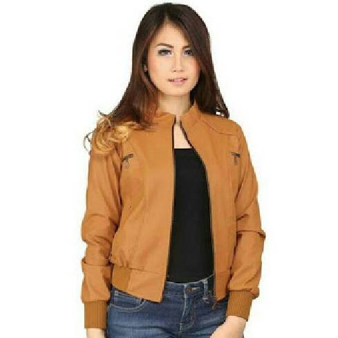 Jaket Kulit Wanita Rib Korea Motor Harian Casual Murah