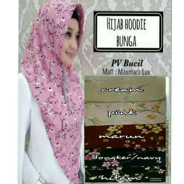 JILBAB INSTAN HODDIE/HODIE/KAPUCONG SERI MOTIF BUNGA KECIL