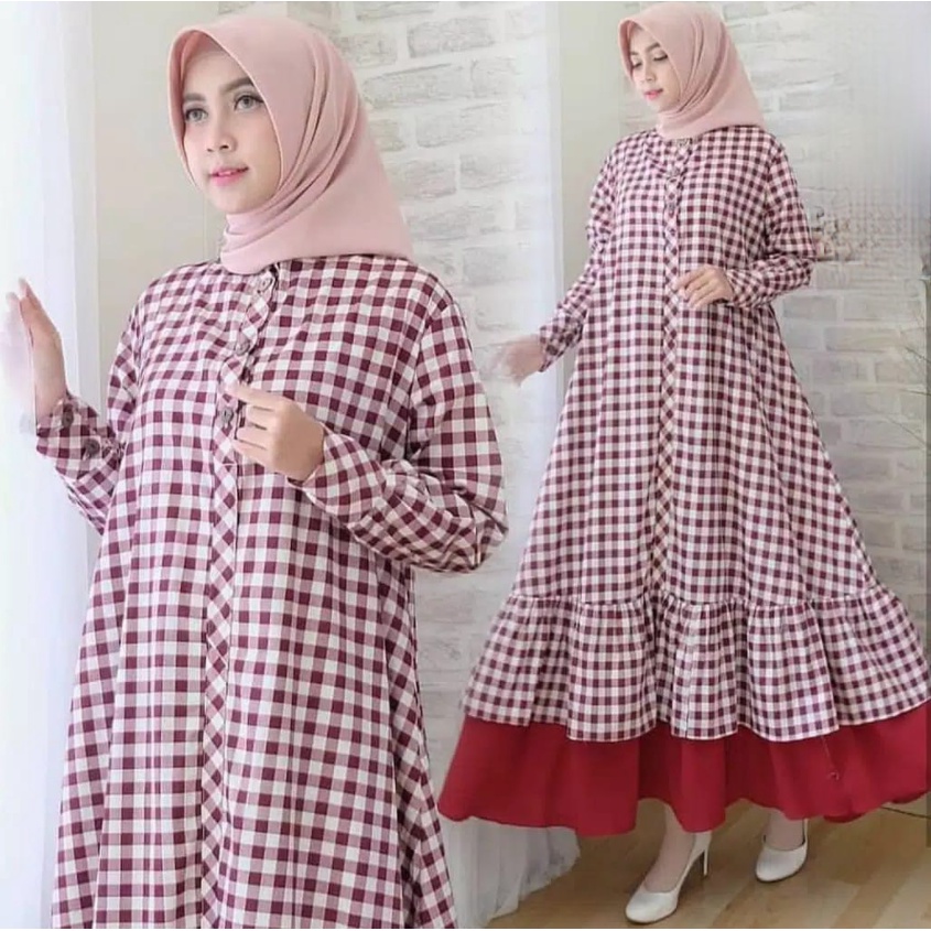 (5L XXXL XXL XL L M S) KARINA MAXI | MAXI DRESS BIG SIZE BEST SELLER-maroon/red
