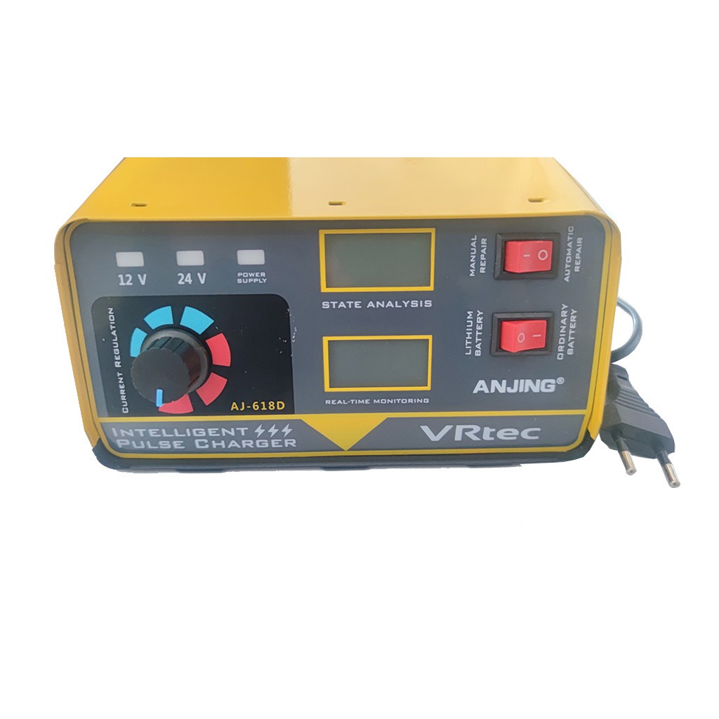 VRtec Charger Aki AJ-618D 12V/24V 400AH 260W + LCD Mobil Motor