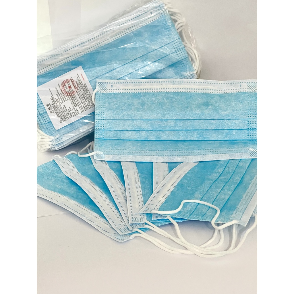 Masker Earloop 3 Ply Face Mask Biru 1 Box Isi 50 Pcs