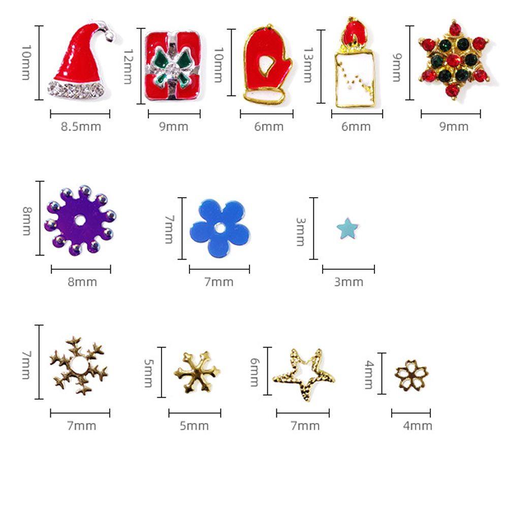 AUGUSTINA Agustinina Natal Dekorasi Nail Art Kawaii Gadis Snowflake Pohon Natal Kartun Logam 3D Nail Art Berlian Imitasi