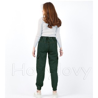 HOPYLOVY Celana  Jeans Wanita  Model Jogger Cargo  