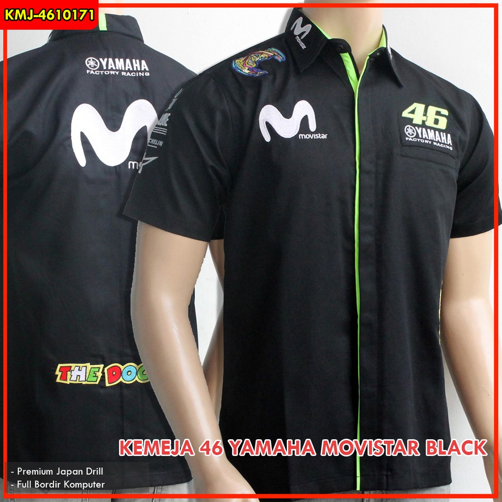 BAJU KEMEJA BORDIR OTOMOTIF MOTOGP YAMAHA MOVISTAR BIRU 2017 2018