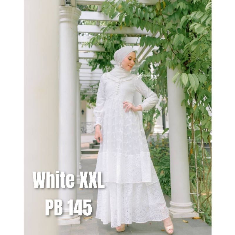 READY NADJA DRESS WHITE SIZE XXL BY AINAYYA.ID